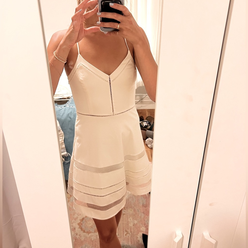 Parker white fit and flare dress